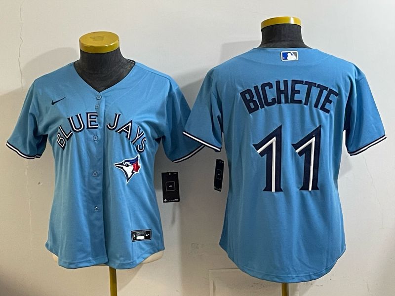 Women 2025 Nike Toronto Blue Jays #11 Bichette Light Blue Game MLB Jersey 05